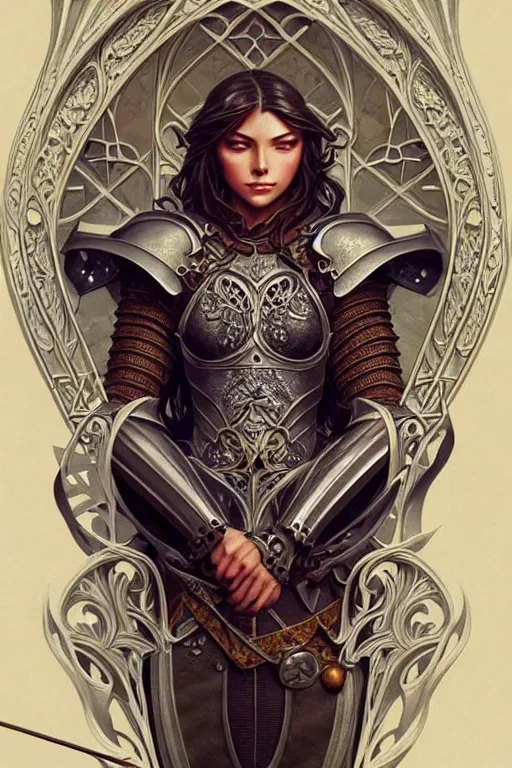 Image similar to Muscular and powerful medieval knight portrait, art nouveau, fantasy, intricate flower designs, elegant, highly detailed, sharp focus, art by Artgerm and Greg Rutkowski