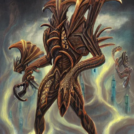 Image similar to A portrait of the Phyrexian praetors