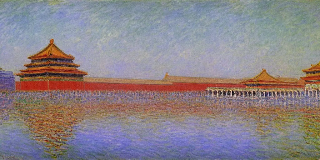 Image similar to a oil painting of the forbidden city by Oscar-Claude Monet