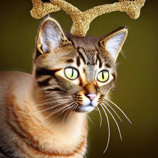 Image similar to a feline reindeer - cat - hybrid, animal photography