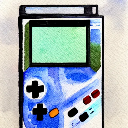 Image similar to game boy color, watercolor painting