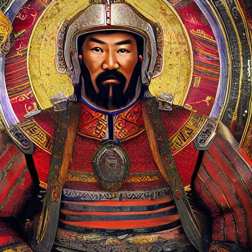 Prompt: A photograph of Genghis Khan, photo, 8k, natural lighting, shot on iphone, hyperdetailed