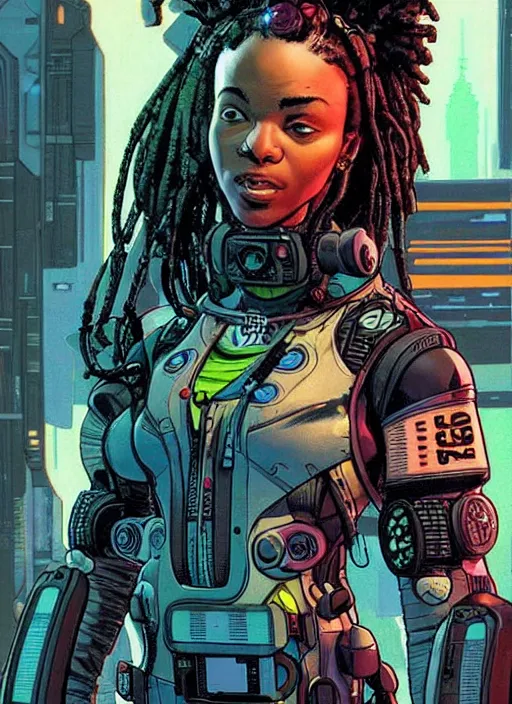 Image similar to selina igwe. apex legends beautiful cyberpunk fitness babe in stealth suit. concept art by james gurney and mœbius. gorgeous face.