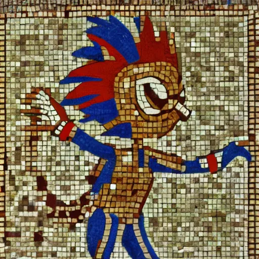 Image similar to sonic in a ancient greek mosaic