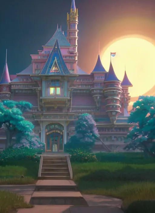 Prompt: a wholesome animation key shot, palace made out of iridescent crystal, studio ghibli, pixar and disney animation, sharp, rendered in unreal engine 5, anime key art by greg rutkowski, bloom, dramatic lighting