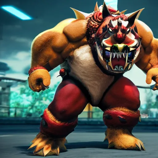 Image similar to bowser, tekken 7, unreal engine, octane render,