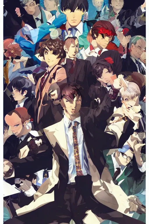 Image similar to saul goodman illustration by shigenori soejima, persona, concept art, epic composition, Albuquerque, new mexico