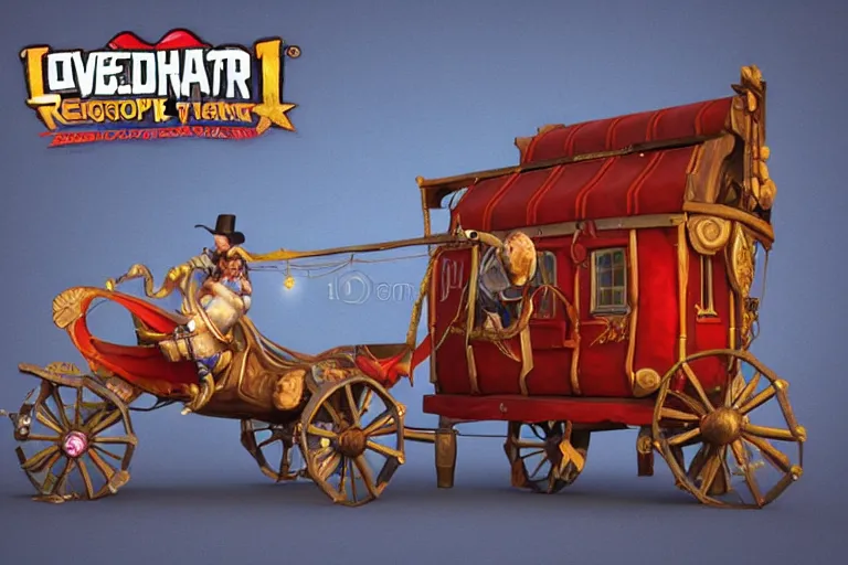 Prompt: 3d sculpt of a gypsy circus wagon, artstaton, League of Legends, red dead redemption2, overwatch, digital illustration