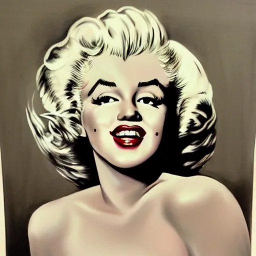 Image similar to beautiful lifelike painting of marilyn monroe on my back, art by ed roth and basil wolverton
