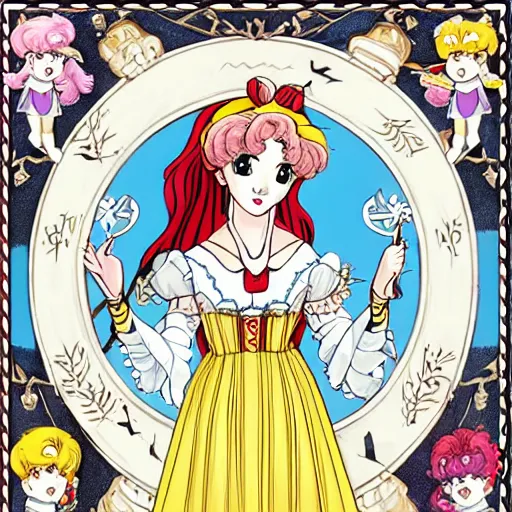 Prompt: Elizabethan renascence Tudor themed sailor moon school girl