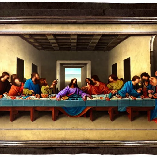 Prompt: detailed matte painting of the last supper in baroque art style