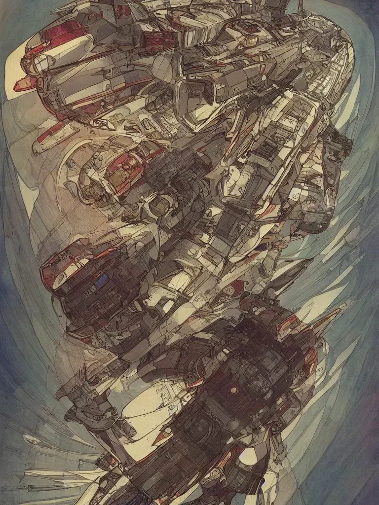 Prompt: Highly-detailed spaceship travelling at warp speed, by Mucha, trending on ArtStation