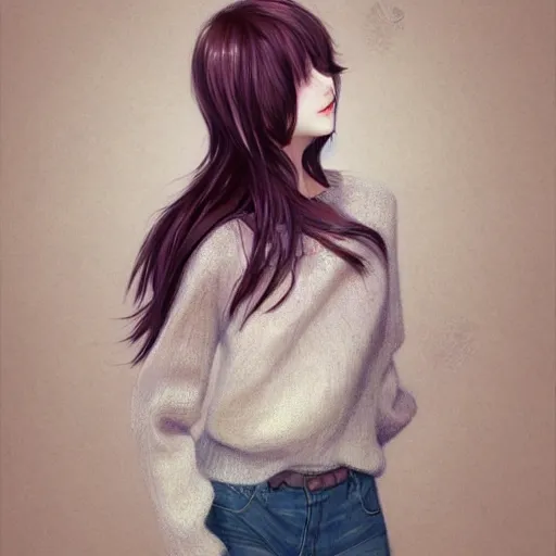 Prompt: realistic beautiful gorgeous natural cute drunk blushed girl in sweaters art drawn full HD 4K highest quality in artstyle by professional artists WLOP, Taejune Kim, yan gisuka, JeonSeok Lee, artgerm, Ross draws, Zeronis, Chengwei Pan on Artstation