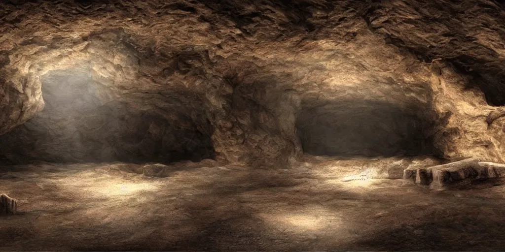 Image similar to beautiful matte painting of the inside of a cave