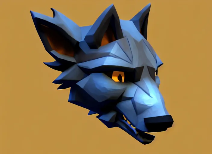 Image similar to wolf head, stylized stl, 3 d render, hearthstone style