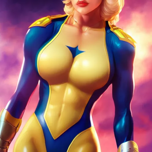 Image similar to power girl, by artgerm, trending on artstation, high resolution, 4 k, highly detailed