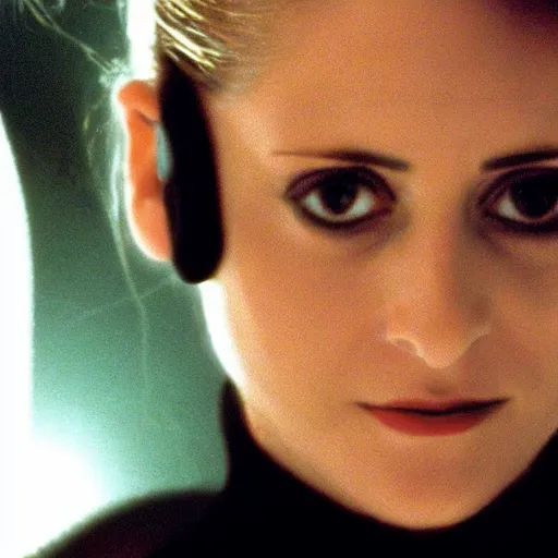 Image similar to movie scene still of a close up shot of Sarah Michelle Geller in the matrix