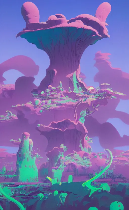 Prompt: the other world in the style of Roger Dean and beeple, 35mm