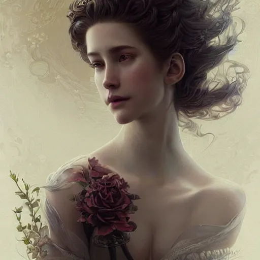 Image similar to aerith gainsborough, intricate, elegant, highly detailed, wavy, smooth, sharp focus, award - winning, masterpiece, in the style of tom bagshaw, cedric peyravernay, peter mohrbacher, pinterest