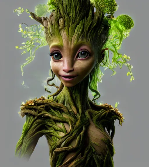 Prompt: an epic fantasy comic book style portrait painting of an extremely cute and adorable very beautiful mushroom dryad groot halfling cat na'vi from avatar, character design by mark ryden and pixar and hayao miyazaki, unreal 5, daz, hyperrealistic, octane render, cosplay, rpg portrait, dynamic lighting, intricate detail, harvest fall vibrancy, cinematic