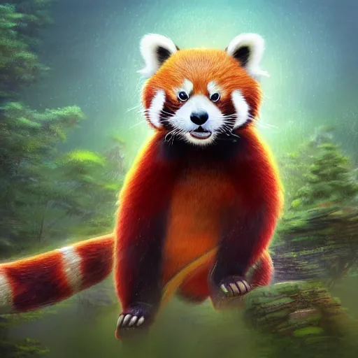Prompt: highly detailed full body picture of a buddhist monk red panda in the style of Studio Ghibli, concept art, digital art, studio lightning, bright colors, intricate, masterpiece, photorealistic, hiperrealistic, sharp focus, high contrast, intricate, Artstation HQ, DeviantArt trending, 4k UHD, Unreal Engine 5