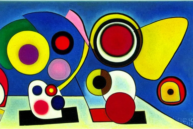 Prompt: a cute little robots painting by wassily kandinsky