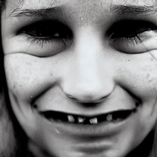 Image similar to a candid extreme closeup portrait of an expressive face of a happy through tears young woman by annie leibovitz