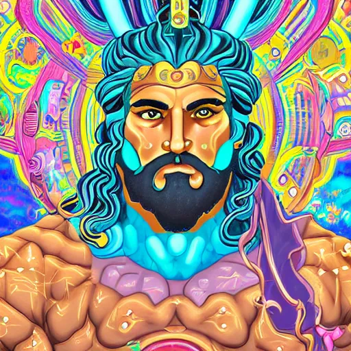 Prompt: a detailed portrait of a zeus god with a propper face anime art by lisa frank, dan mumford, trending on artstation, wallpaper 4 k