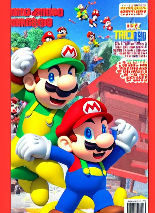 Prompt: Cover of the Nintendo Power magazine featuring the third Mario brother named Sponge