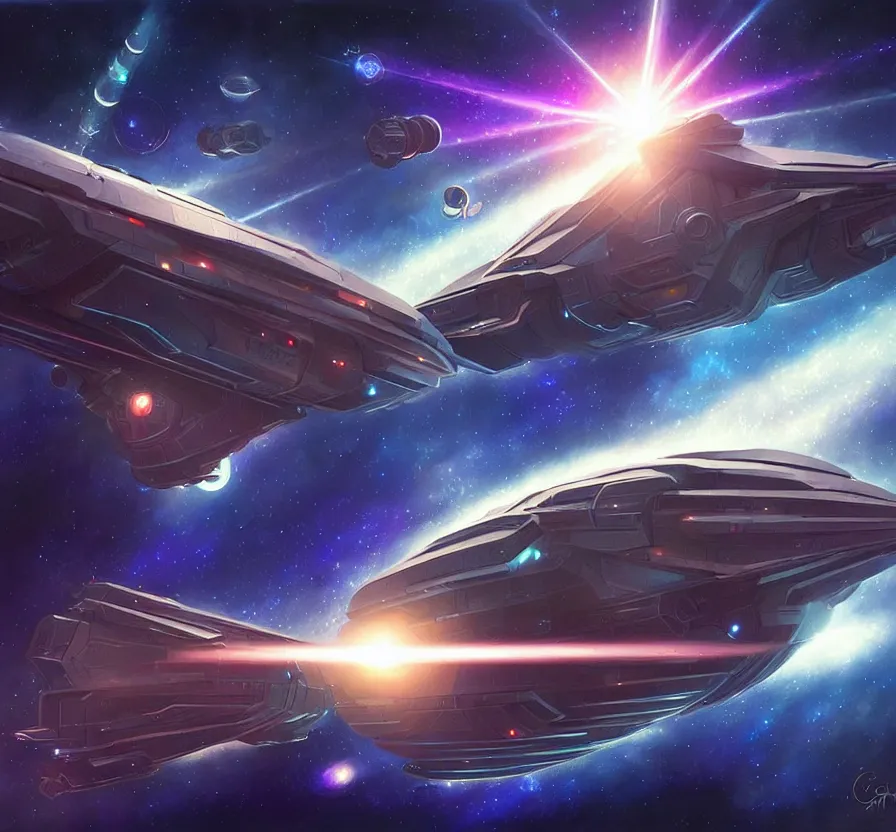 Prompt: realistic geometric spaceship with canons and energy lazers, sci - fi, technologi, constellation geometry space mandal background, breathtaking stars, elegant, highly detailed, digital painting, artstation, concept art, smooth, sharp focus, spiritual art, art by artgerm and greg rutkowski and alphonse mucha, psychedelic, illustration, painting oil,