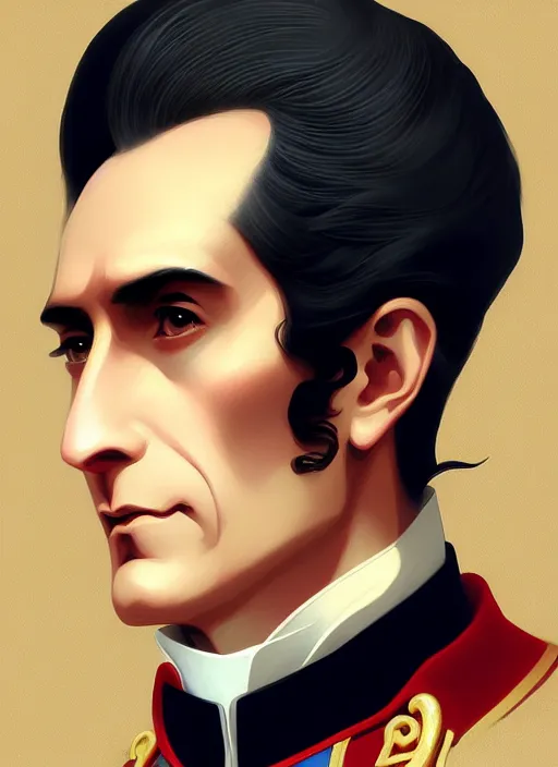 Prompt: a comic portrait of simon bolivar, fine - face, realistic shaded perfect face, fine details, jewelry, night setting. very anime style. realistic shaded lighting poster by ilya kuvshinov katsuhiro, magali villeneuve, artgerm, jeremy lipkin and michael garmash, rob rey and kentaro miura style, trending on art station