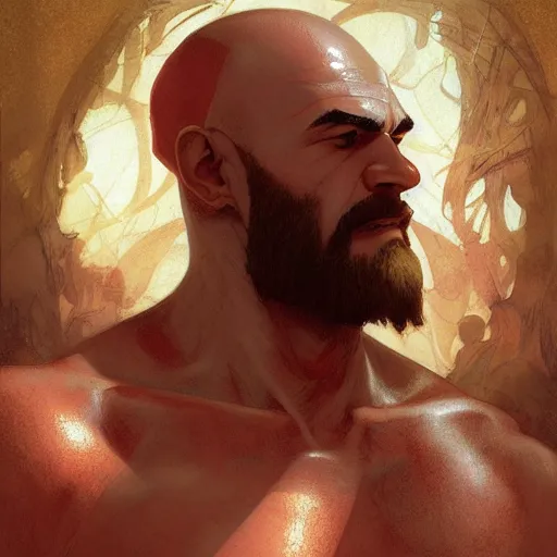Prompt: Kratos, highly detailed, digital painting, artstation, concept art, smooth, sharp focus, illustration, ArtStation, art by artgerm and greg rutkowski and alphonse mucha and J. C. Leyendecker and Edmund Blair Leighton and Katsuhiro Otomo and Geof Darrow and Phil hale and Ashley wood and Ilya repin and Charlie Bowater