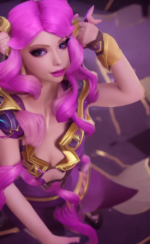 Image similar to still of pretty Lux (League of Legends) in KDA More music video. 3d render, octane render, game art, realistic, highly detailed, trending on artstation, 4k, trending on artstation, pixar, cgsociety, unreal engine 5, redshift render, trending on artstation, blender, behance, cg