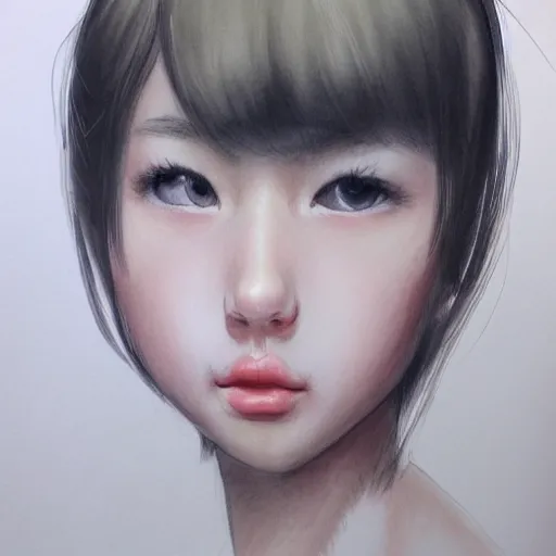 Image similar to a perfect, realistic professional digital sketch of semirealistic young girl, by pen and watercolor, by a professional Chinese Korean artist on ArtStation, on high-quality paper