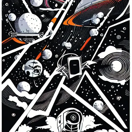 Image similar to colorful mcbess style interstellar war