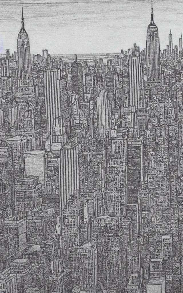 Prompt: nyc skyline drawn by davinci