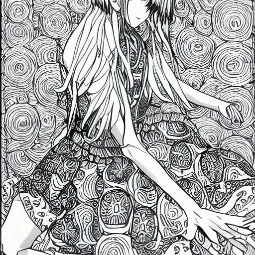 Image similar to highly detailed line art illustration of a emerging soul manga