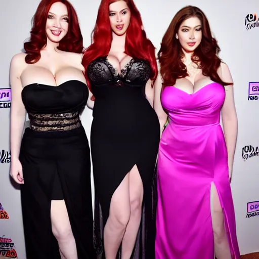 Prompt: group picture of Angela white and Christina Hendricks and Kate Upton and Abella danger,