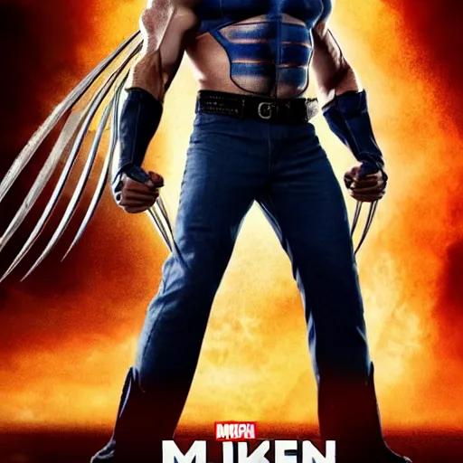 Image similar to wolverine in x - men suit played by nick offerman, logan marvel movie still, detailed 8 k, poster style, high resolution, photorealistic