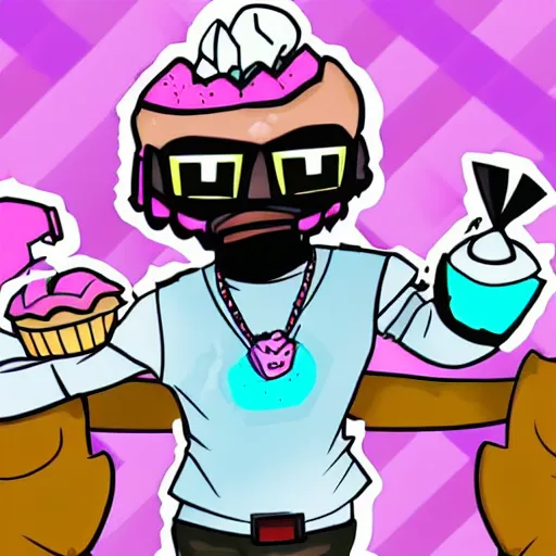 Prompt: edp with cupcake in fortnite art style