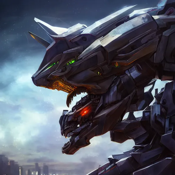 Prompt: hyper realistic, epic, highly detailed cinematic shot of a gigantic feral robot mecha canine, sharp dragon claws, detailed head, metal ears, cannon mounted on back, sleek armor, glowing visor, destroying city, digital art, furry art, macro art, dragon art, furaffinity, deviantart, sofurry