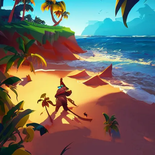 Image similar to painting treasure on sea of thieves game smooth median photoshop filter cutout vector, behance hd by jesper ejsing, by rhads, makoto shinkai and lois van baarle, ilya kuvshinov, rossdraws global illumination