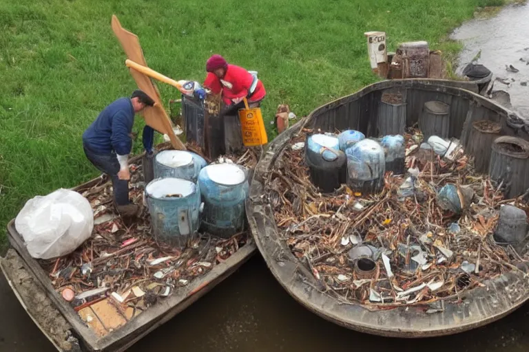 Prompt: dumping massive amount of old vintage thermometers!!!!! into the river