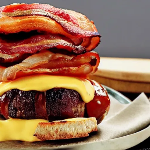 Image similar to bacon wrapped bacon cheeseburger