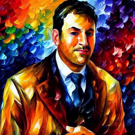 Image similar to a portrait of a man by leonid afremov