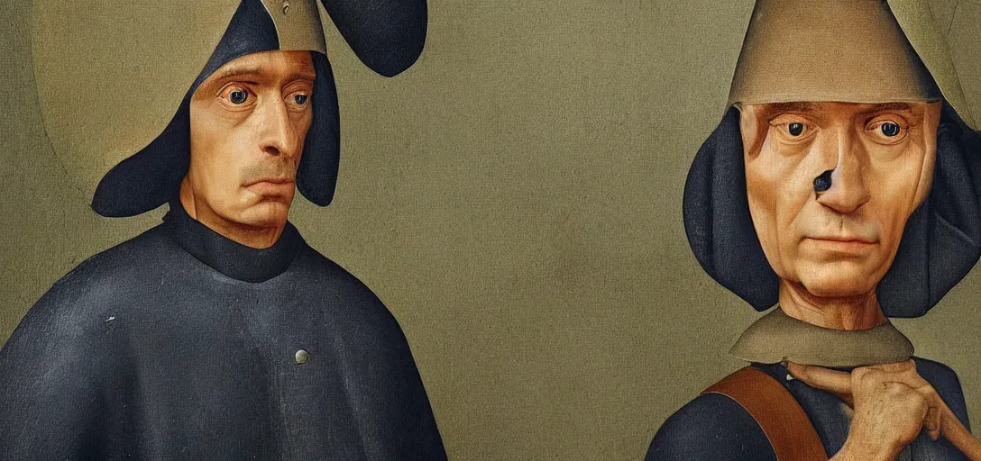 Image similar to hyperrealistic, ultra detailed, realistic render of a police officer in the style of hieronymos bosch