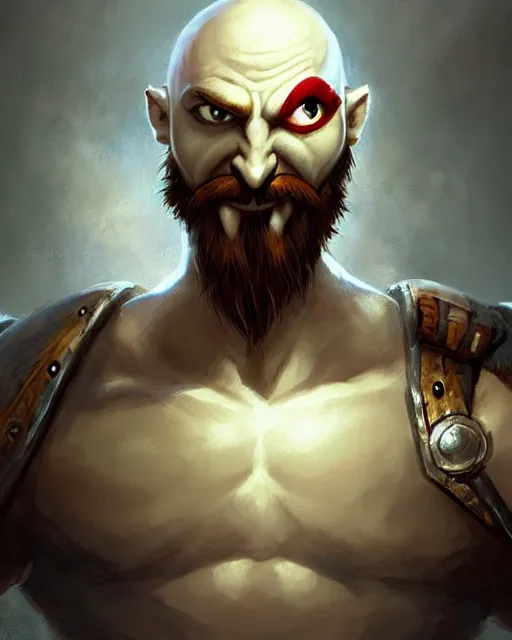 Image similar to cute little anthropomorphic kratos cute and adorable, pretty, beautiful, dnd character art portrait, matte fantasy painting, deviantart artstation, by jason felix by steve argyle by tyler jacobson by peter mohrbacher