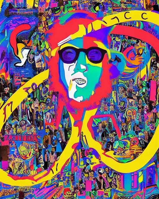 Image similar to mac miller, lsd trip, by john keebs lee, pittsburgh, blue slide park, good vibes, peace, love, 4 2 0, don't trip, swimming in circles, highly detailed