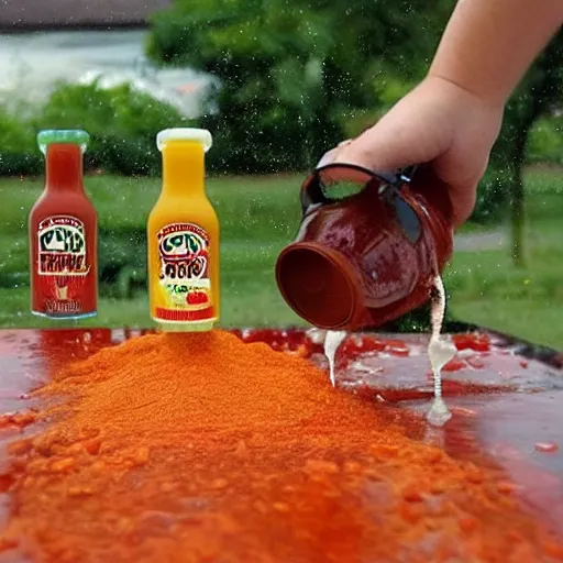 Prompt: taco sauce rain