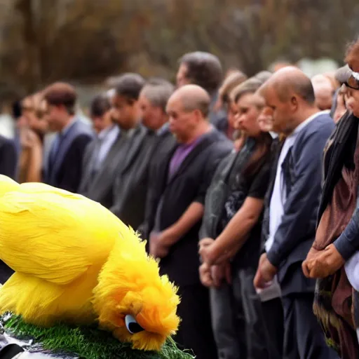 Prompt: a funeral ceremony for big bird